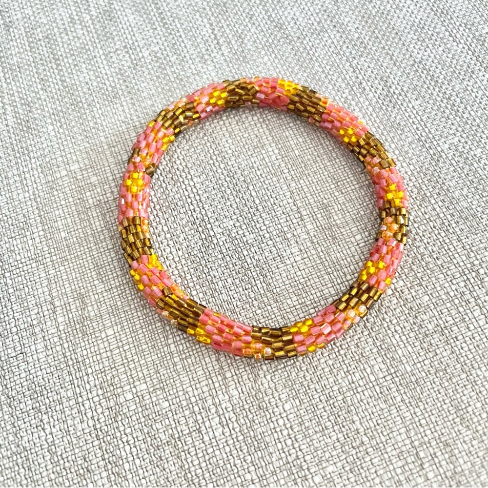 Lily and Laura Beaded Bracelet-Orange/Brass
